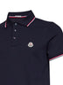 Blue cotton piqué polo shirt with tricolor trims
