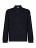 Blue cotton piqué long-sleeved polo shirt with logo