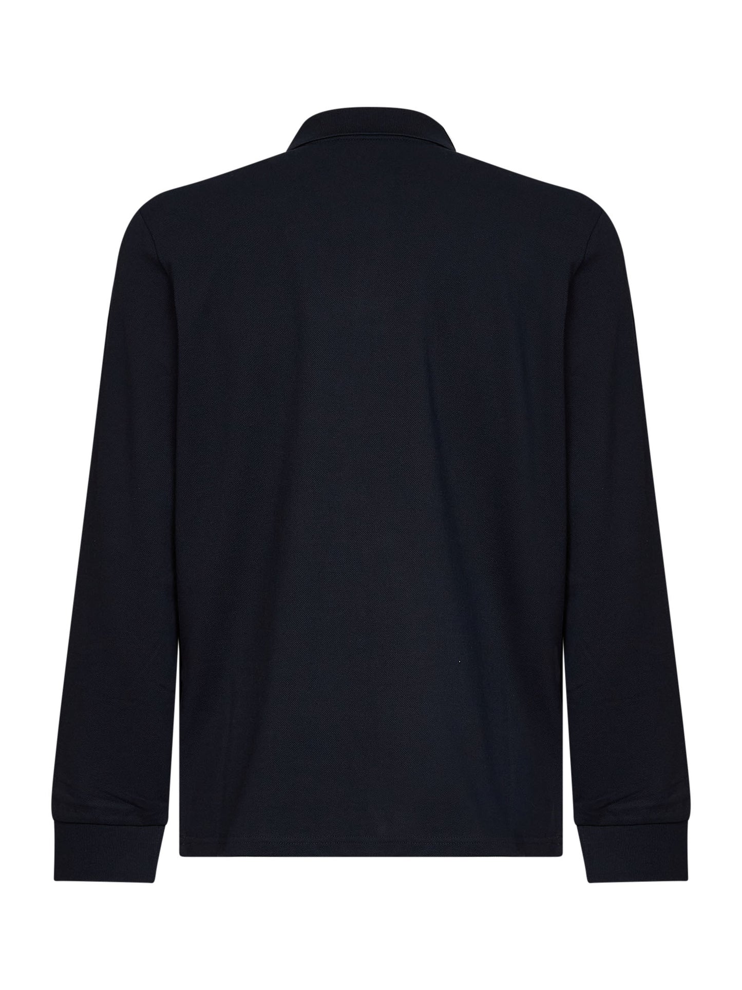 Blue cotton piqué long-sleeved polo shirt with logo