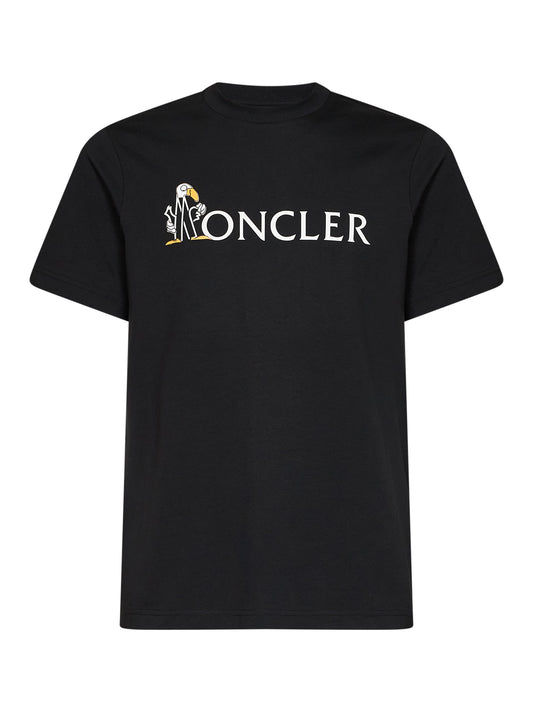 Black cotton jersey T-shirt with logo