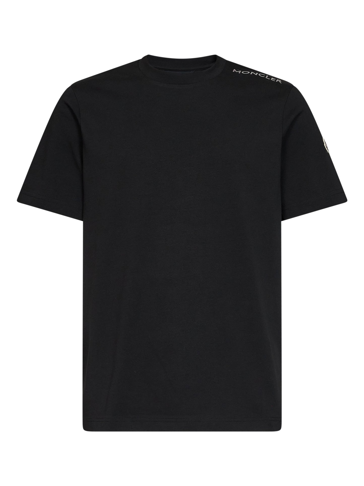 Black cotton jersey crewneck T-shirt with logo