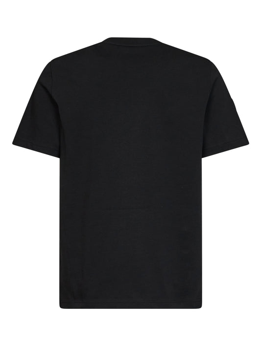 T-shirt girocollo in jersey di cotone nero con logo