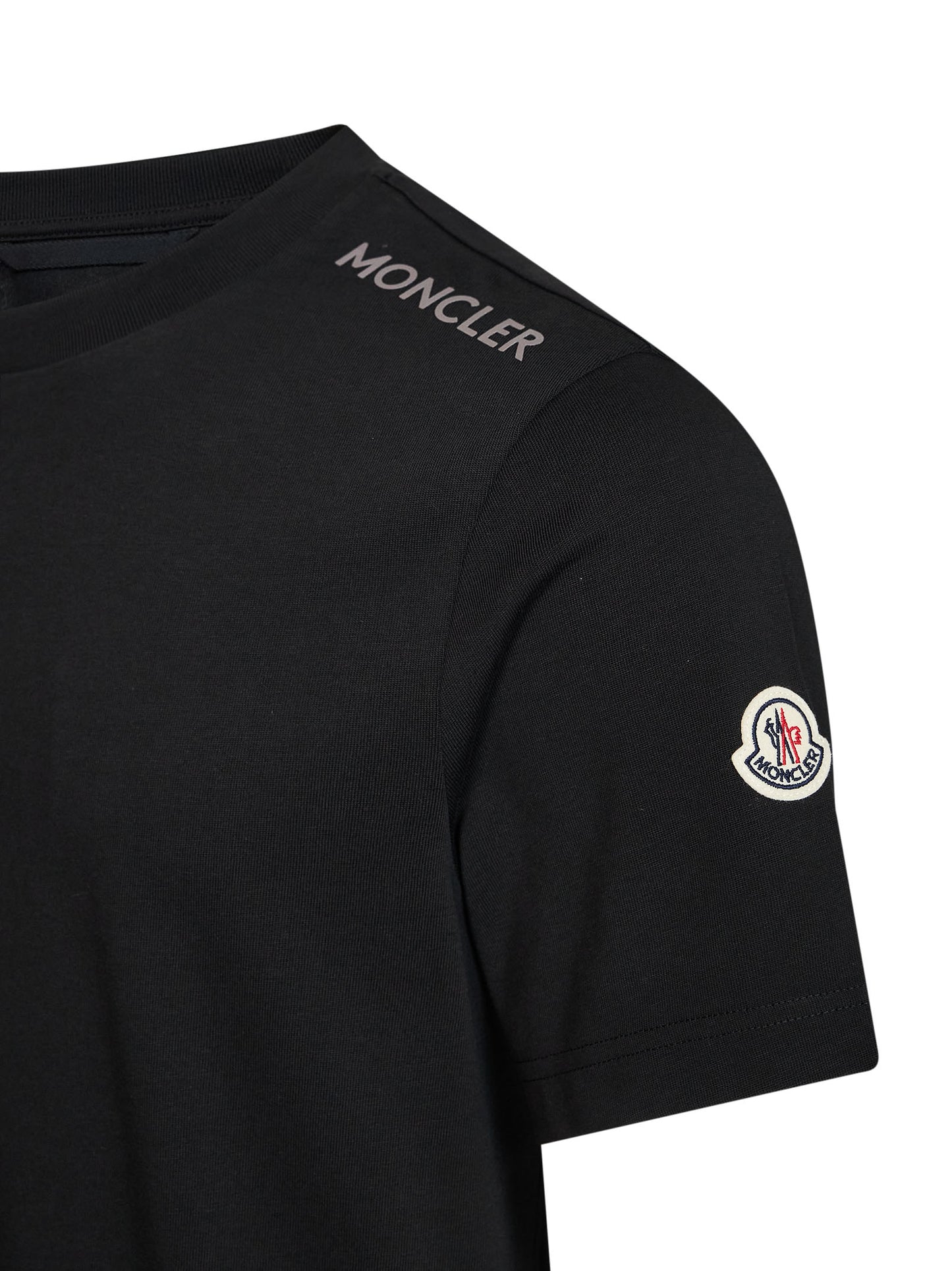 Black cotton jersey crewneck T-shirt with logo
