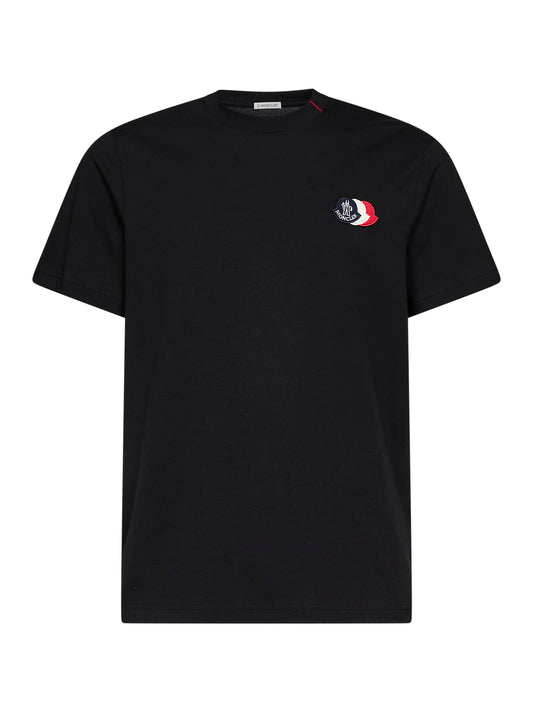 T-shirt logata in jersey di cotone nero