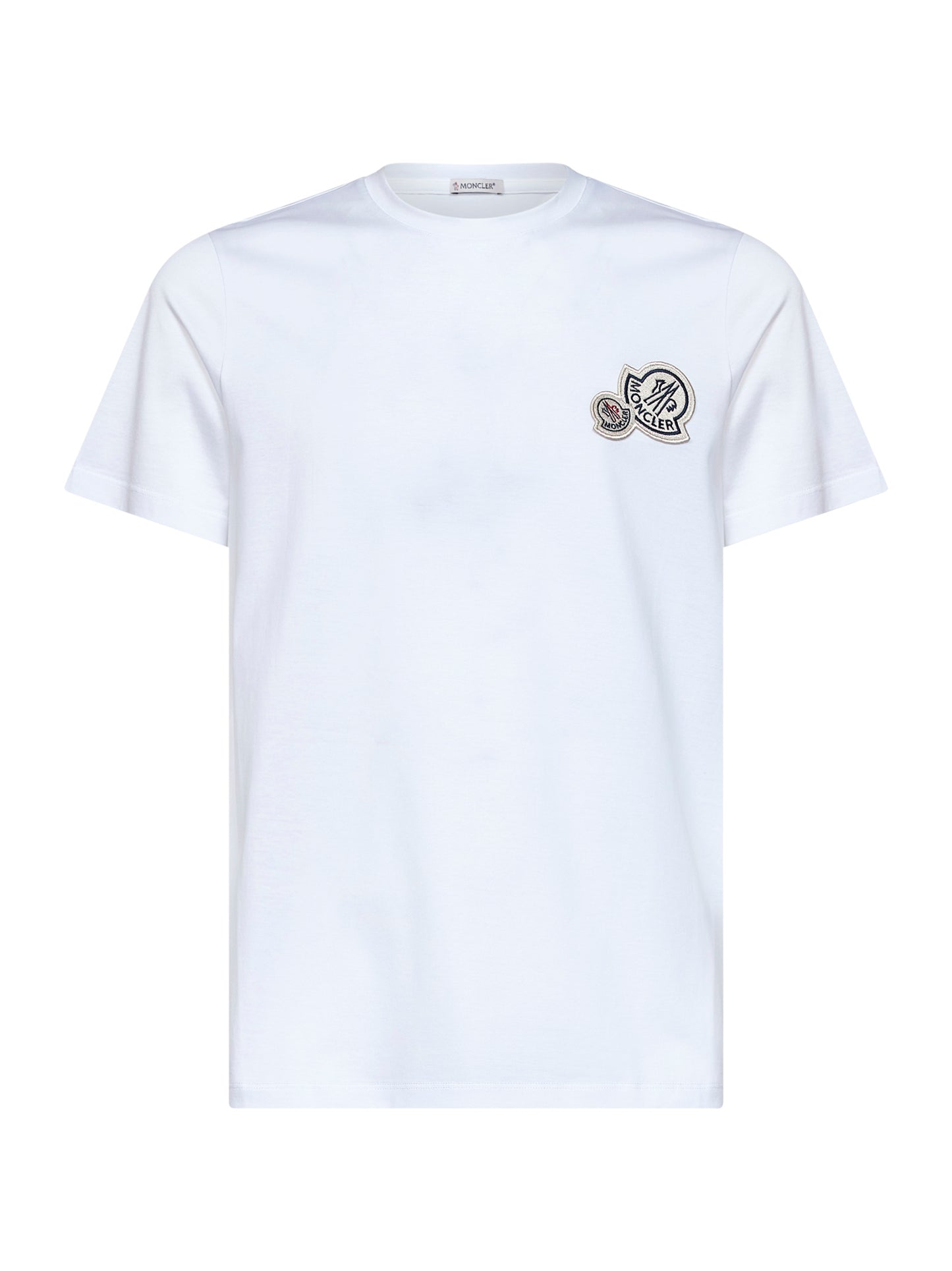 White cotton jersey T-shirt with double logo patch