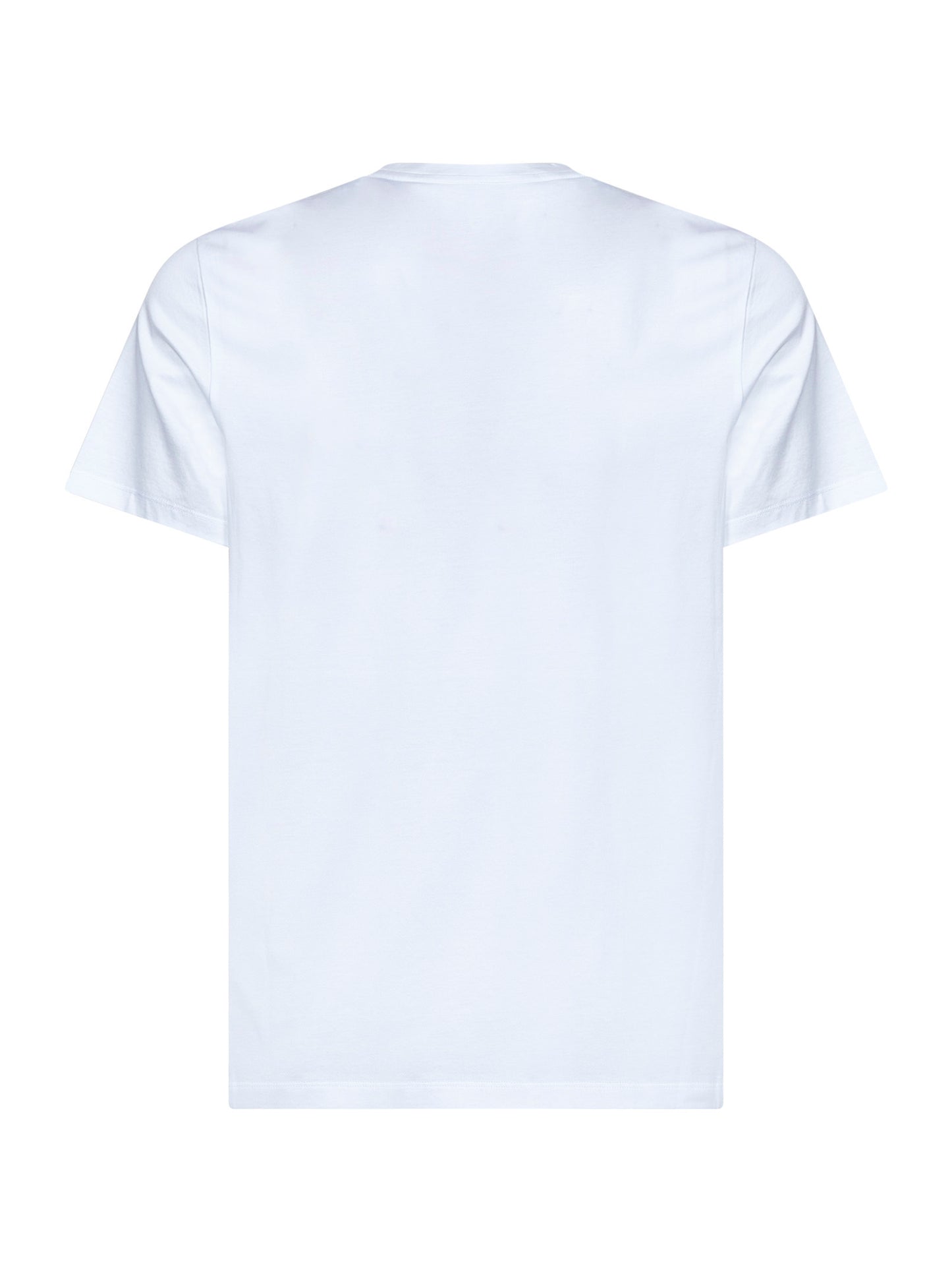 White cotton jersey T-shirt with double logo patch