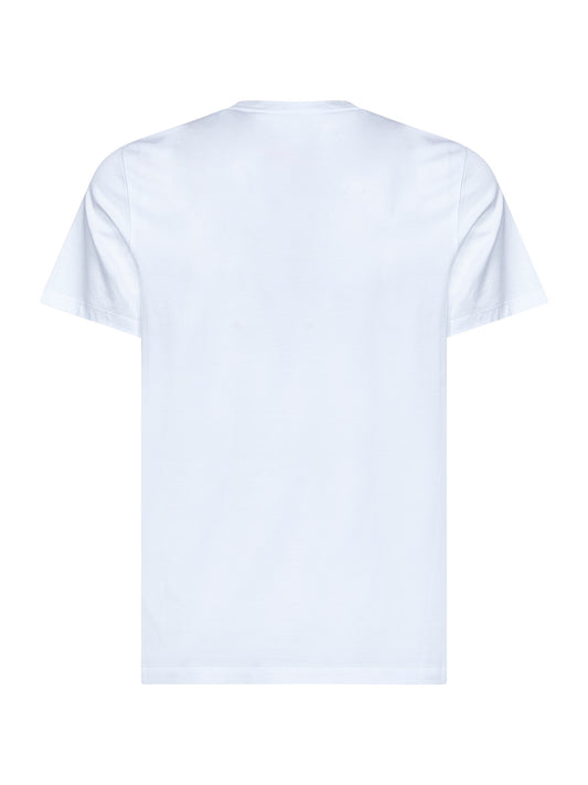 White cotton jersey T-shirt with double logo patch