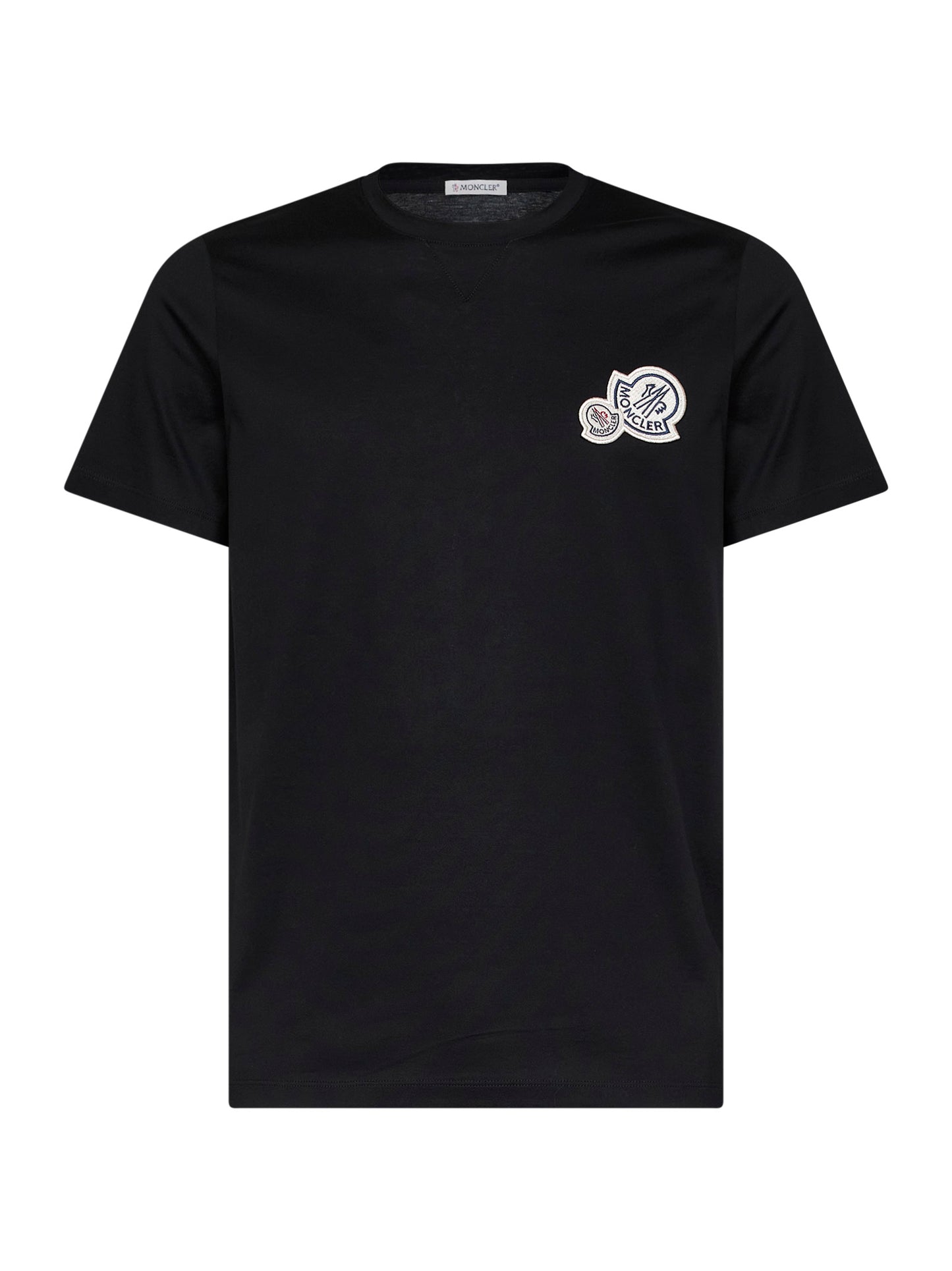 T-shirt in jersey di cotone nero con doppia patch logo