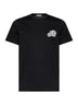 T-shirt in jersey di cotone nero con doppia patch logo