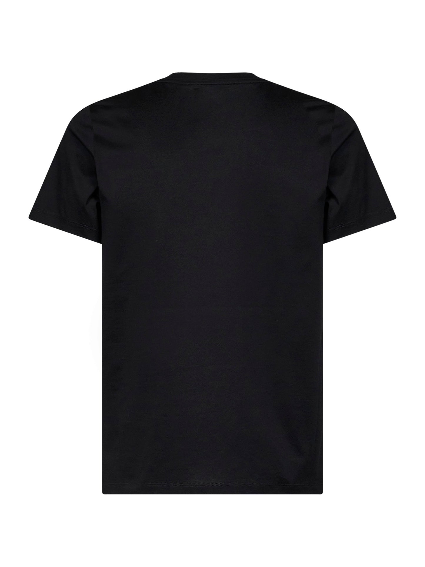 T-shirt in jersey di cotone nero con doppia patch logo