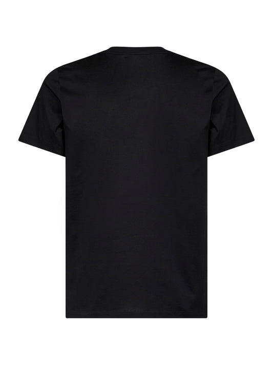 T-shirt in jersey di cotone nero con doppia patch logo