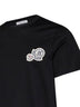 T-shirt in jersey di cotone nero con doppia patch logo