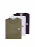 Set da tre T-shirt in jersey multicolore con patch logo