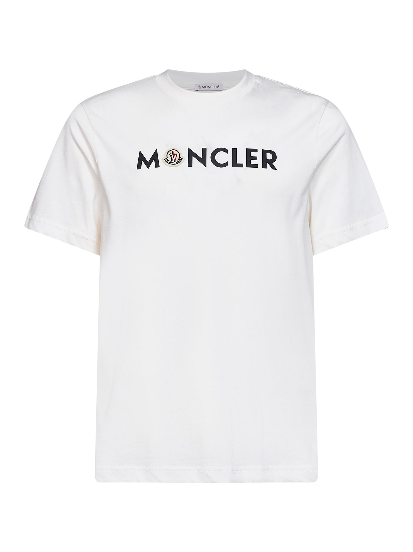 T-shirt logata in jersey di cotone bianco