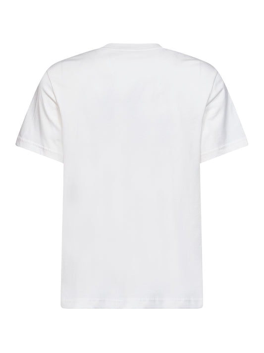 T-shirt logata in jersey di cotone bianco