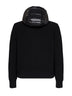 Cardigan imbottito con zip e cappuccio in maglia e nylon nero
