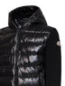 Cardigan imbottito con zip e cappuccio in maglia e nylon nero