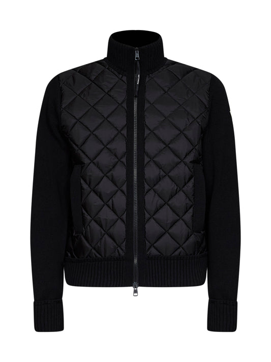 Cardigan imbottito zon zip in misto lana e cashmere nero