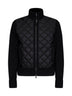 Black wool and cashmere blend zip-up padded cardigan