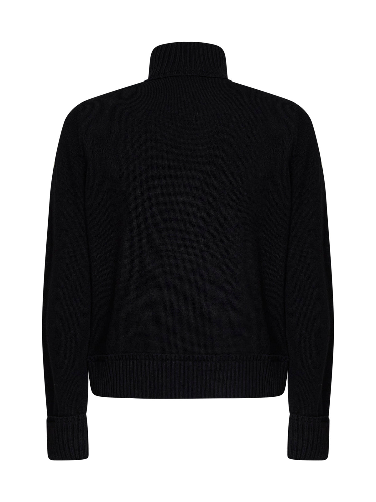 Black wool and cashmere blend zip-up padded cardigan