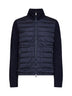 Navy blue wool blend zip-up padded cardigan