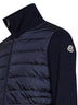 Navy blue wool blend zip-up padded cardigan