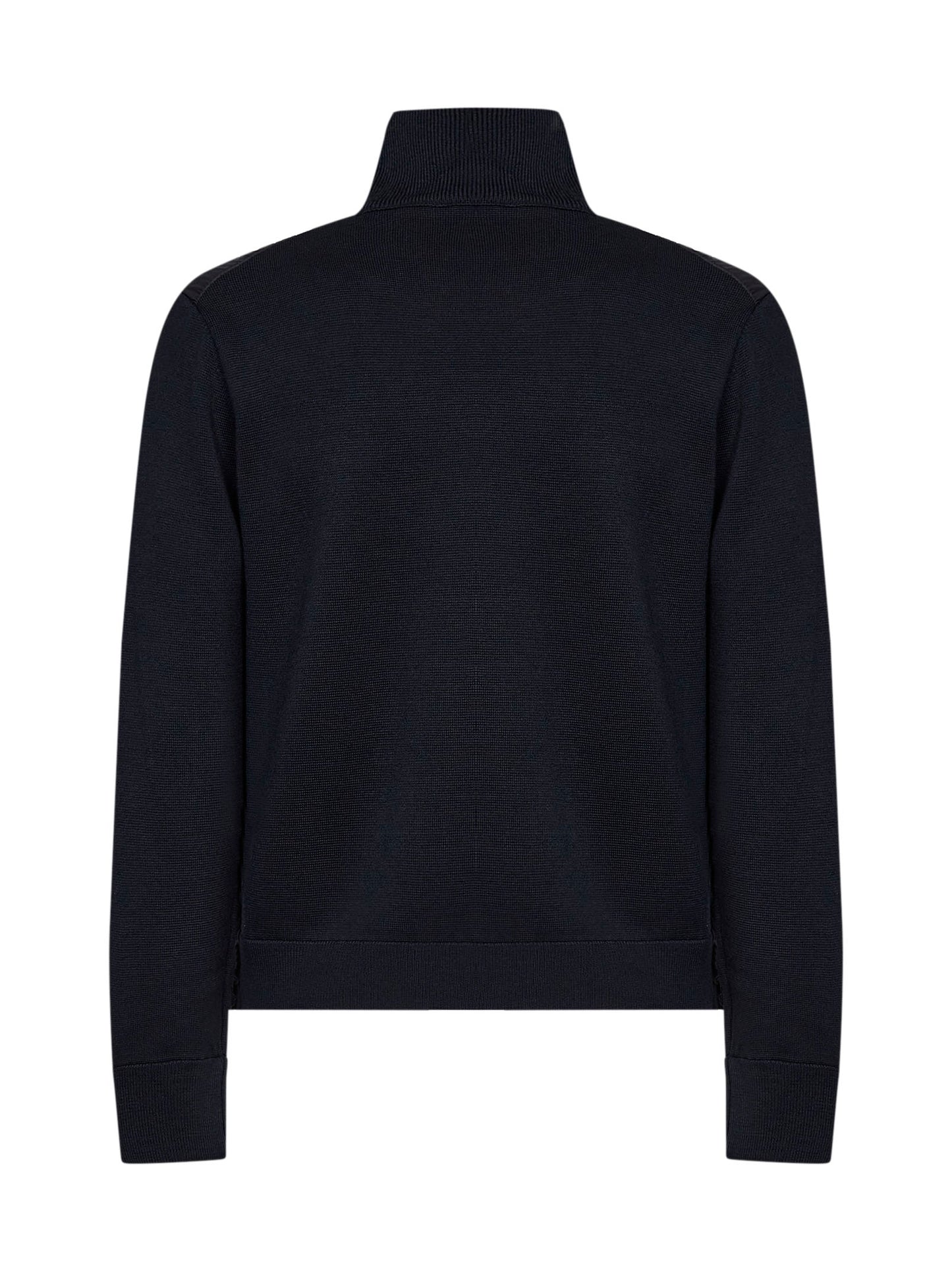 Cardigan imbottito con zip in misto lana nero