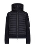 Black padded zip-up hooded cardigan