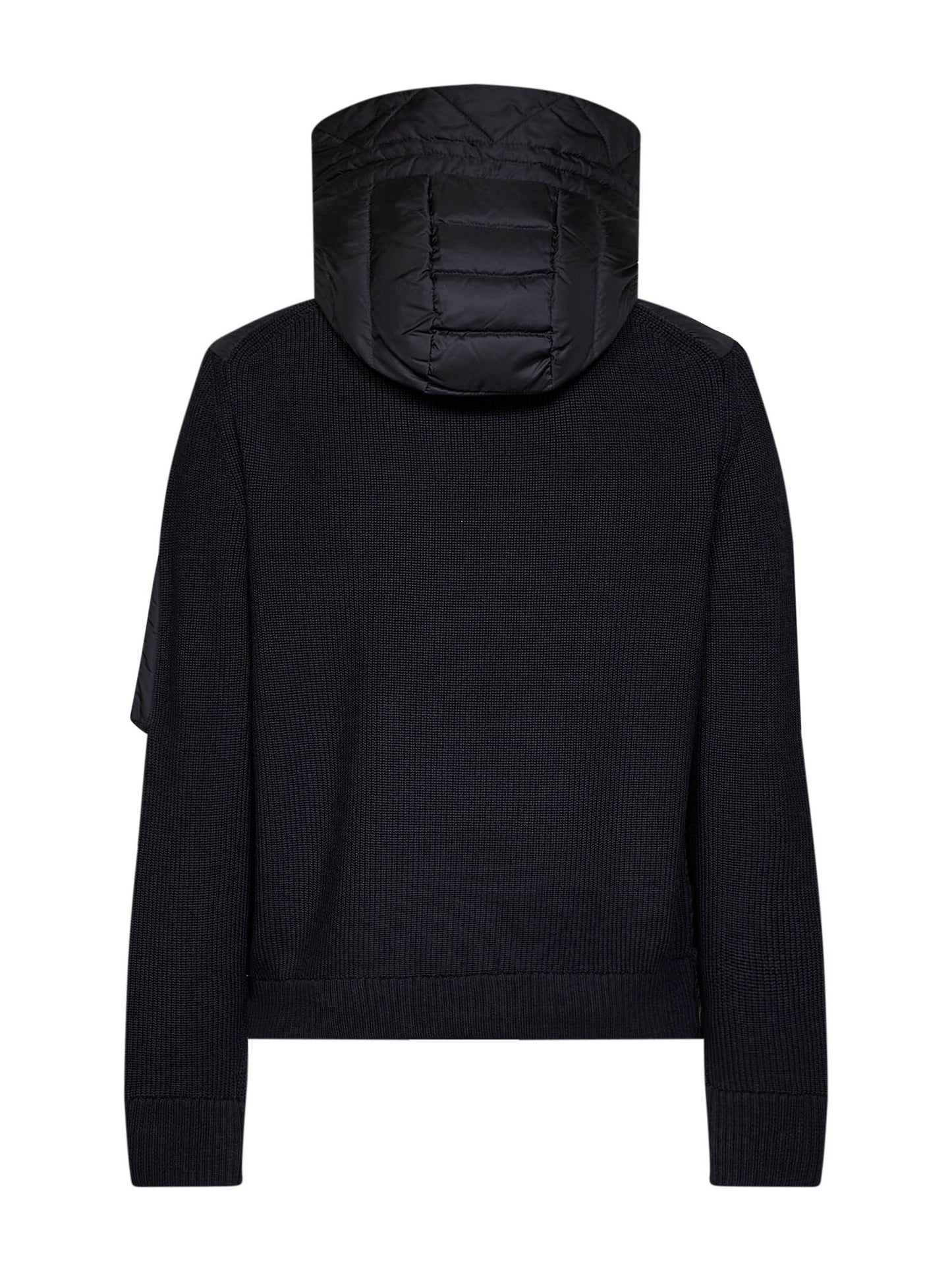 Black padded zip-up hooded cardigan