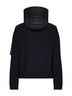Black padded zip-up hooded cardigan