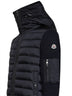 Black padded zip-up hooded cardigan