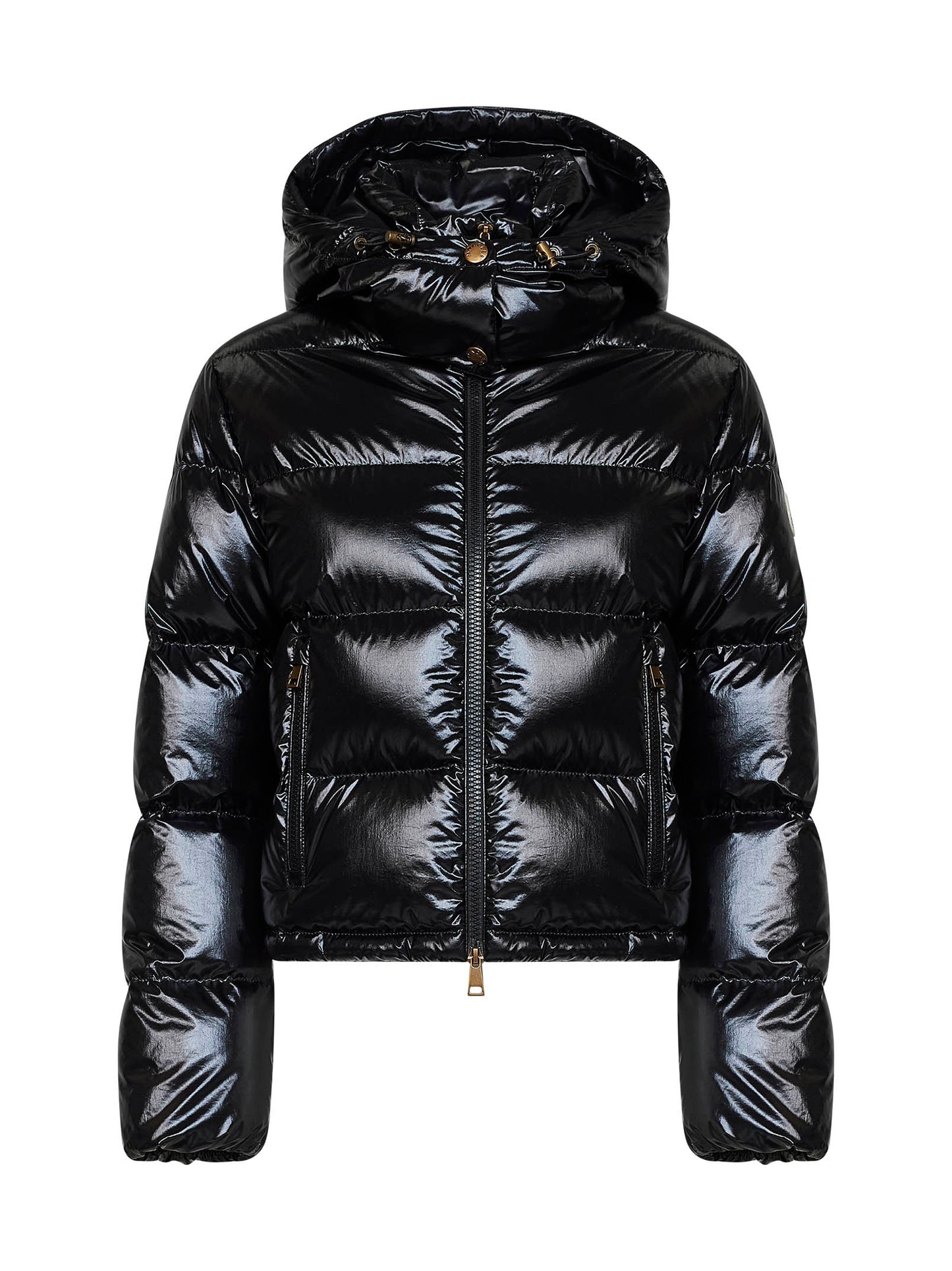 Black Niveole short hooded down jacket