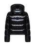 Black Niveole short hooded down jacket