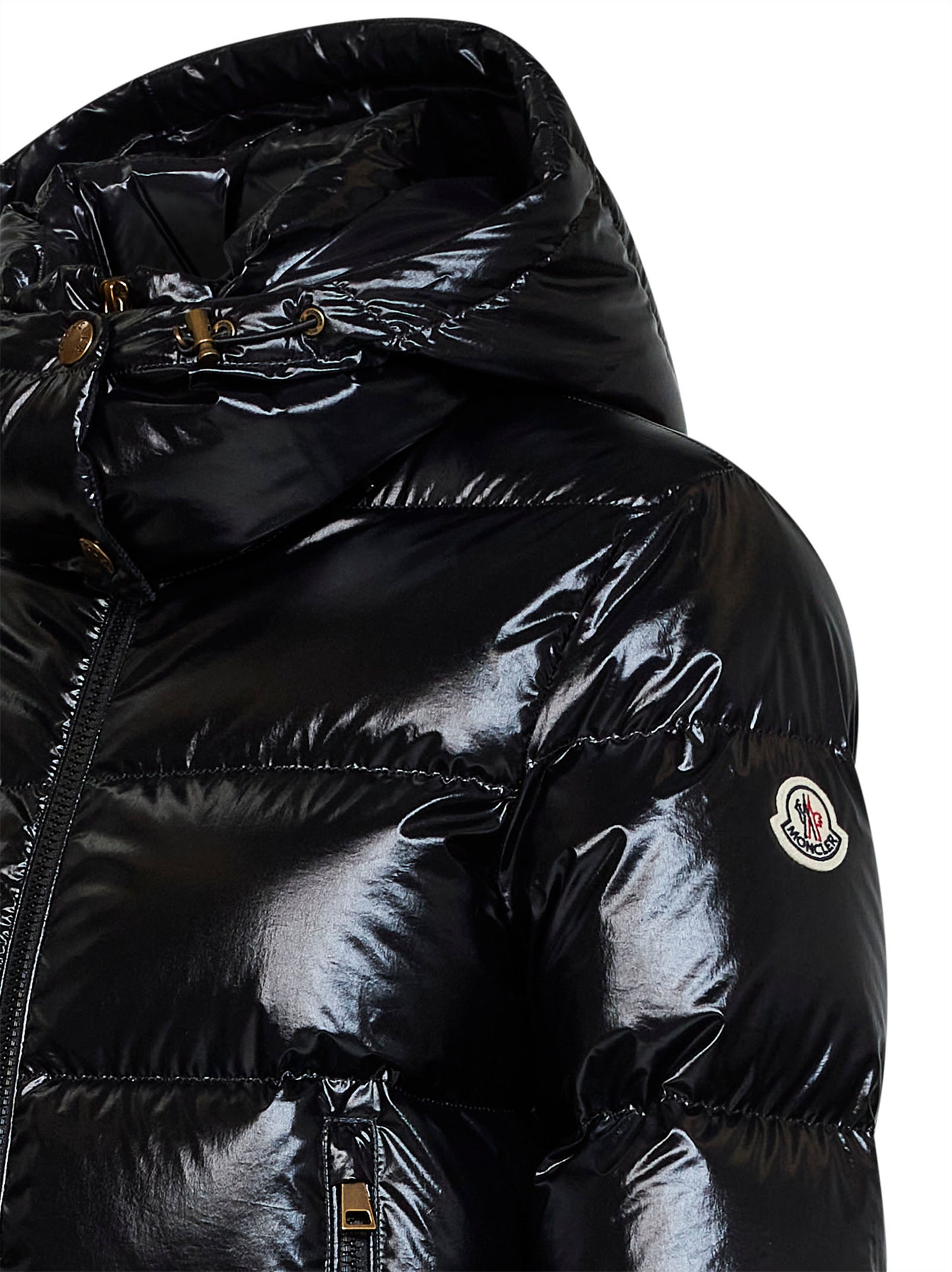 Black Niveole short hooded down jacket
