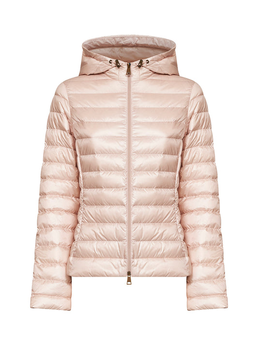 Light pink Igelhood packable short hooded down jacket
