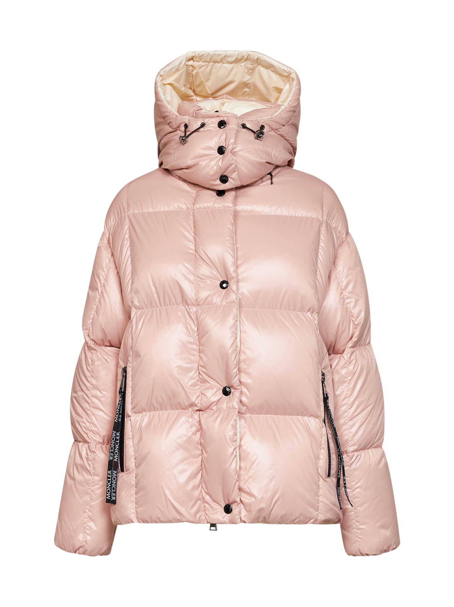Pink Parana short hooded down jacket