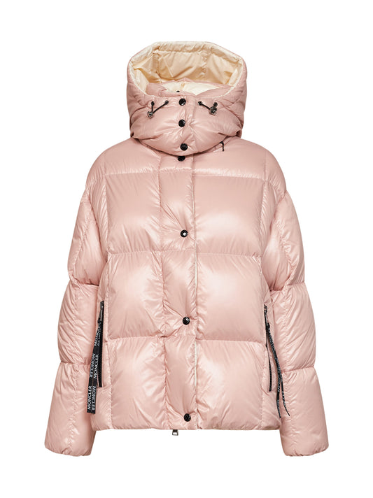 Pink Parana short hooded down jacket