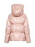 Pink Parana short hooded down jacket