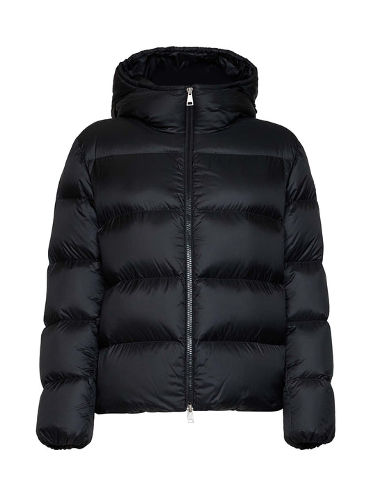 Black Feligule short hooded down jacket<BR/>