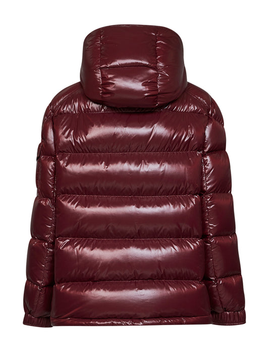 Burgundy Maire short hooded down jacket