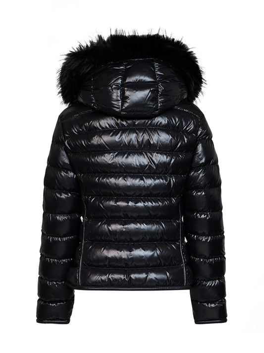 Black Badyeffe short hooded down jacket