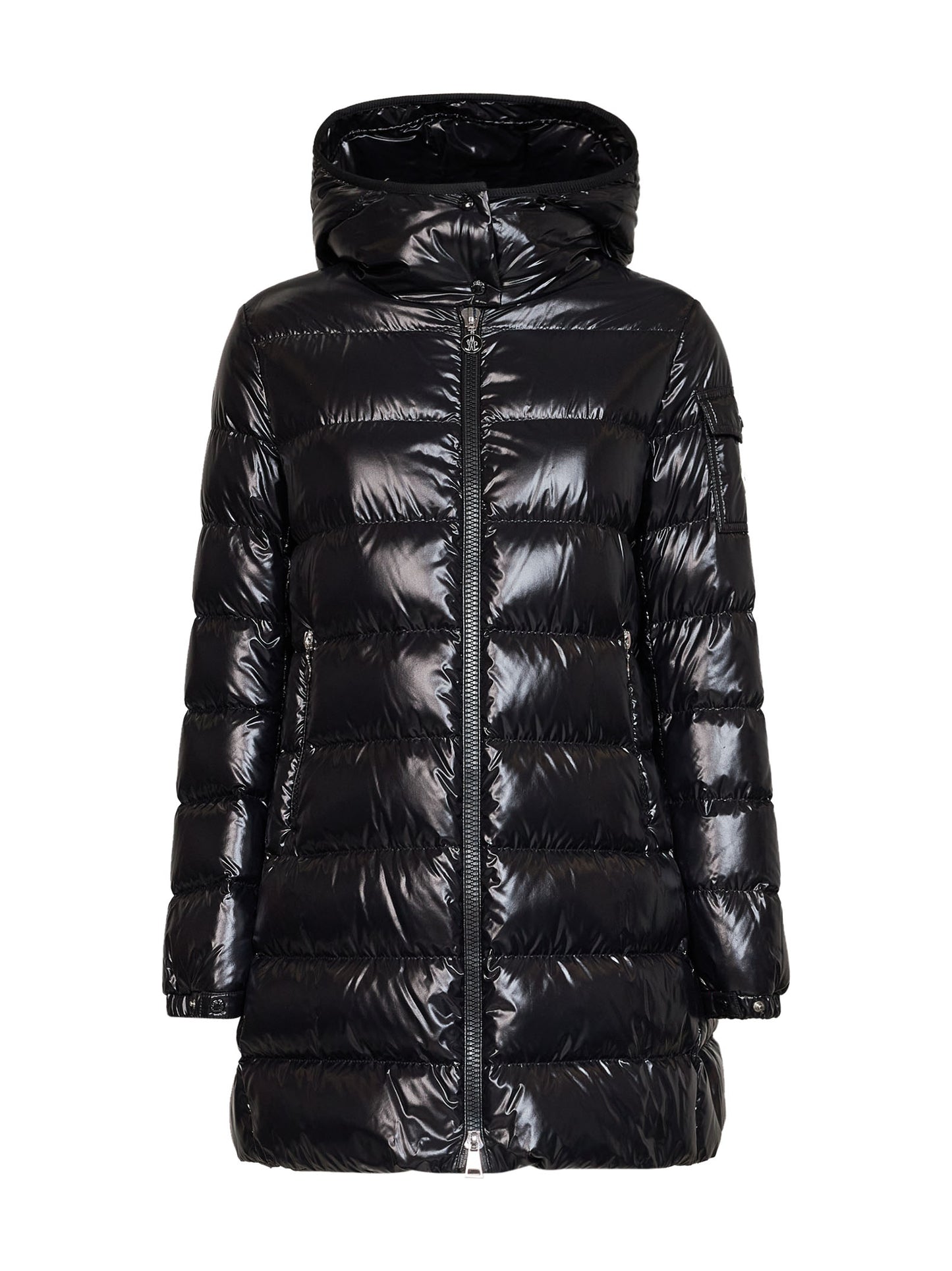 Black Courcelles midi hooded down jacket