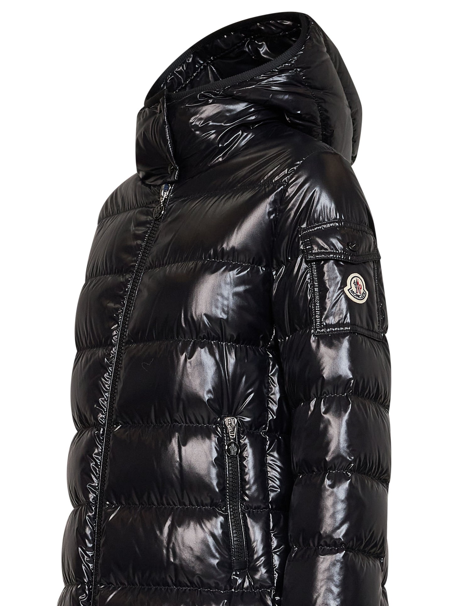 Black Courcelles midi hooded down jacket