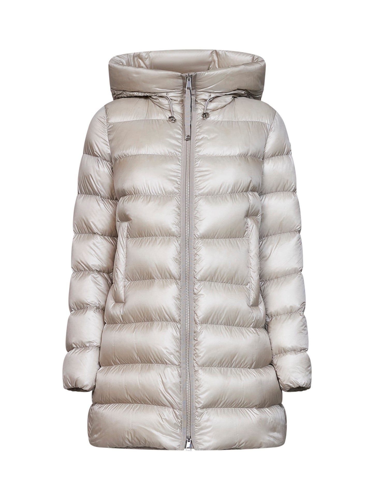 Piumino midi con cappuccio Suyenne beige chiaro