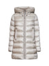 Piumino midi con cappuccio Suyenne beige chiaro