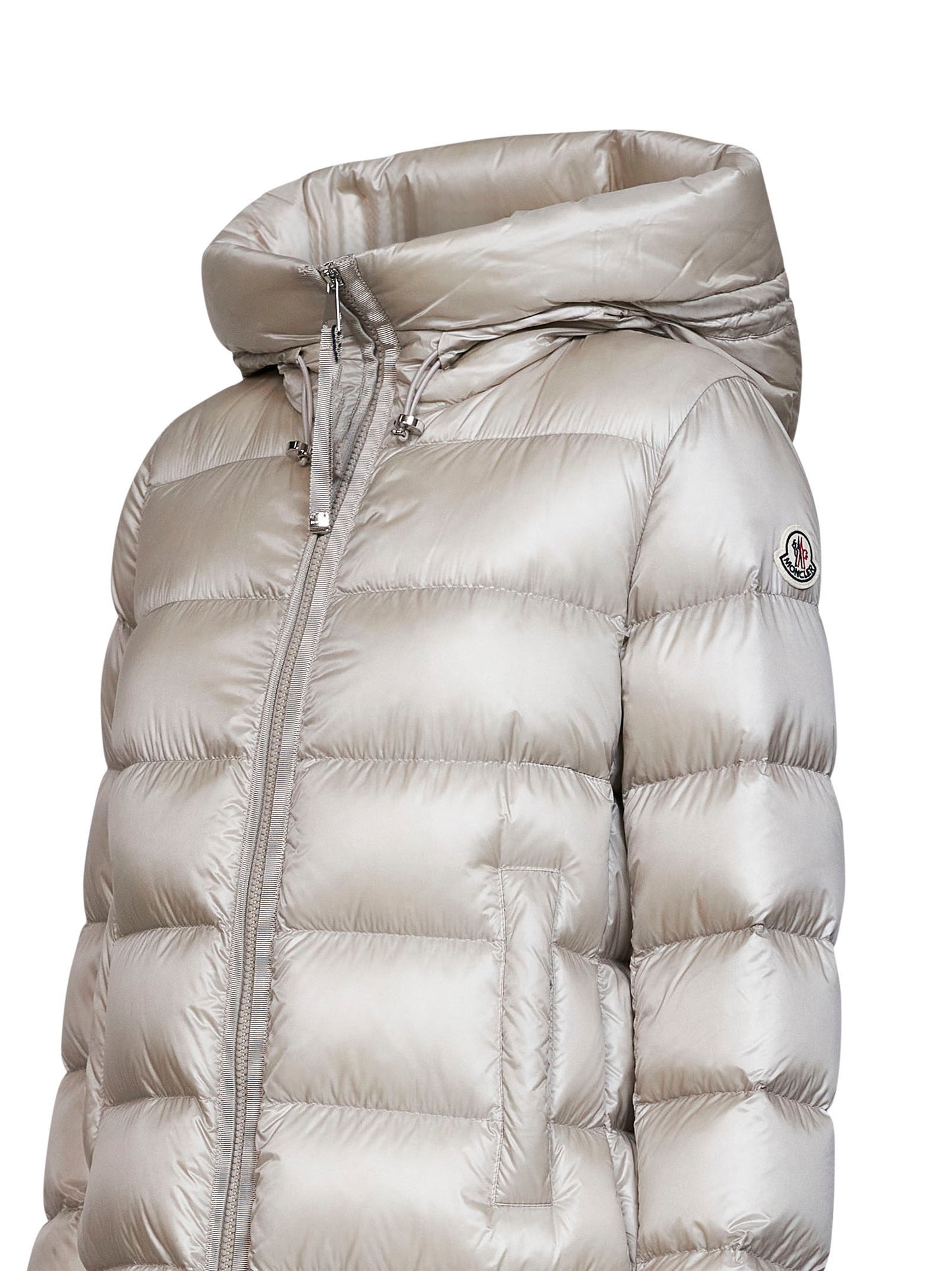 Piumino midi con cappuccio Suyenne beige chiaro