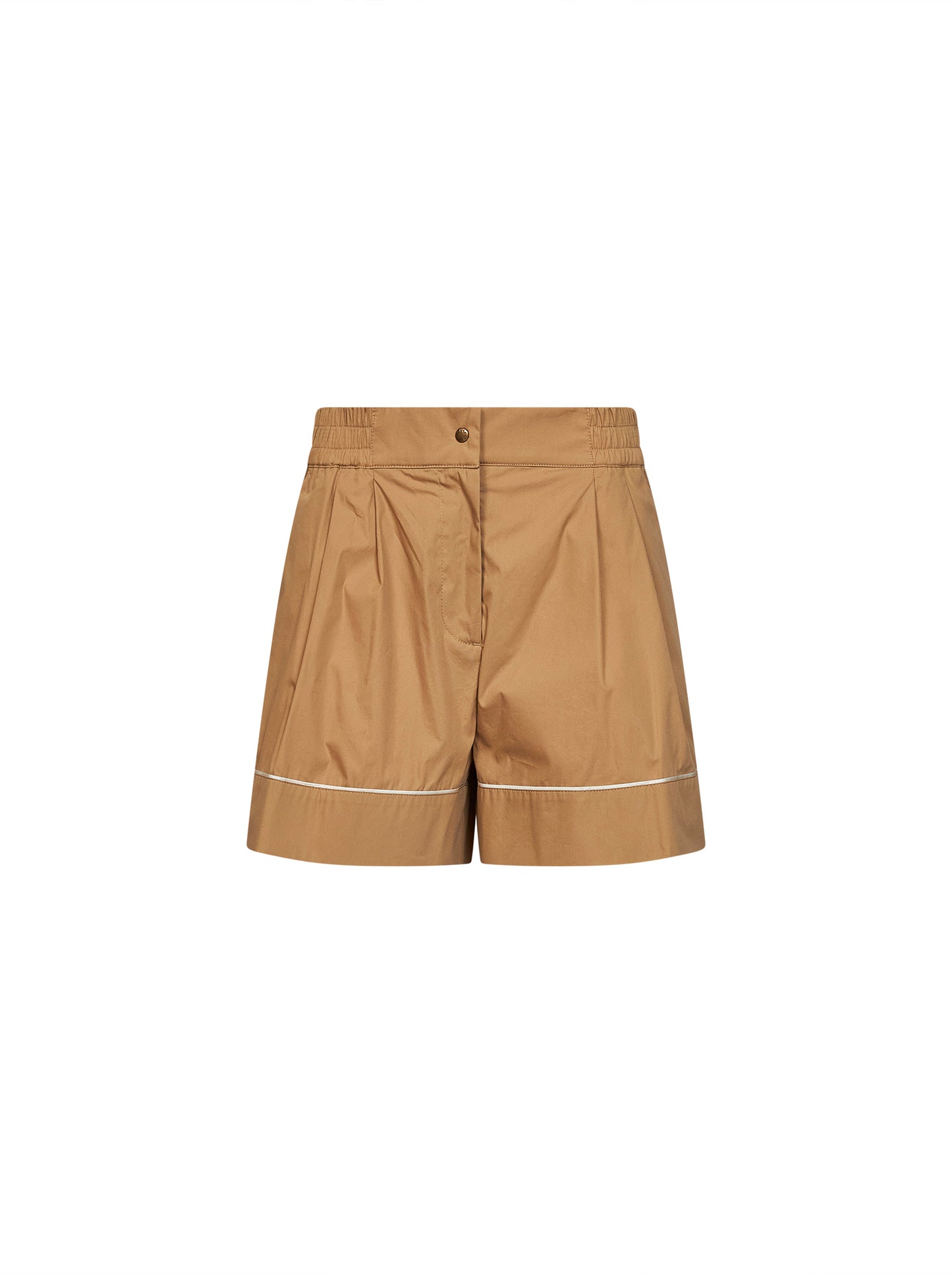 Beige cotton blend tailored shorts