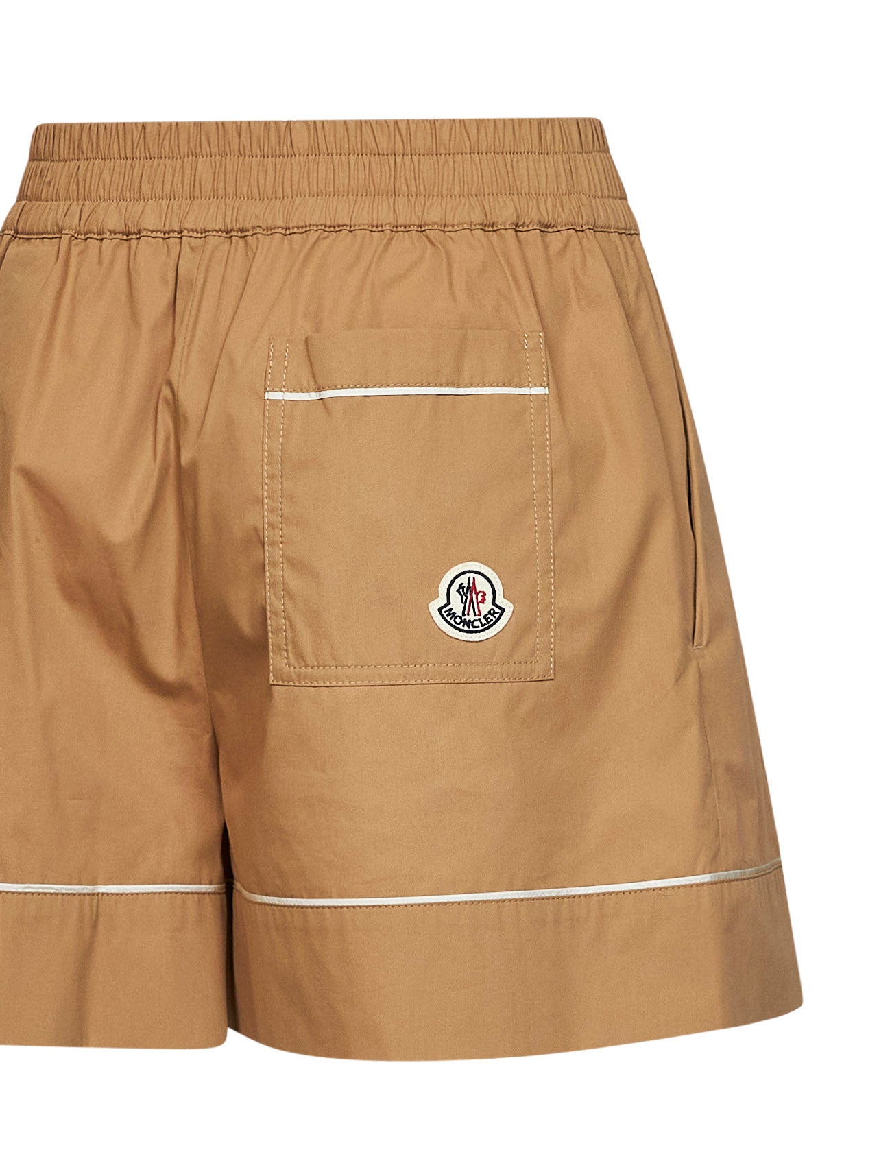 Beige cotton blend tailored shorts