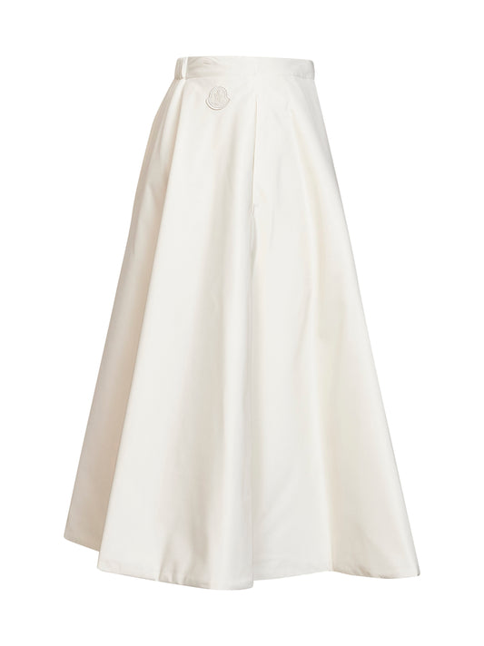 Natural nylon flared midi wrap skirt