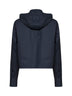 Navy blue cotton blend hooded overshirt
